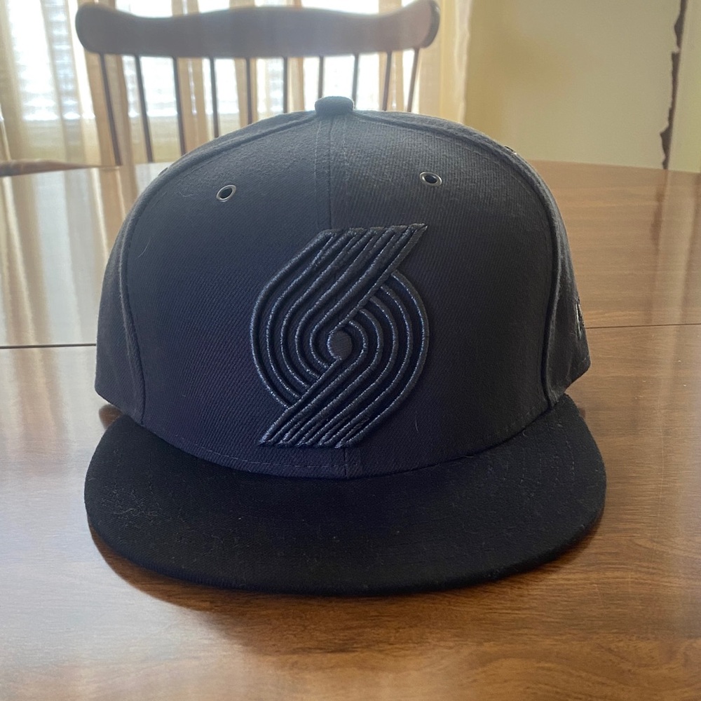 New Era NBA 7 1/4 Dark Grey with Silver Embroidered Portland Trail Blazers Logo